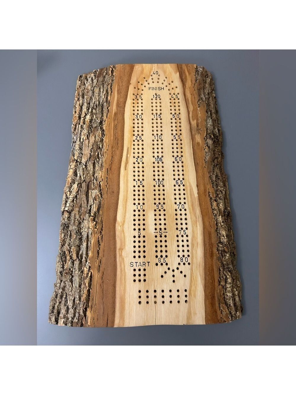 Live Edge Rustic Wooden Cribbage Board